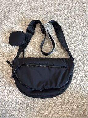 FP Movement by Free People Black Crossbody Sling Bag with Branded Strap